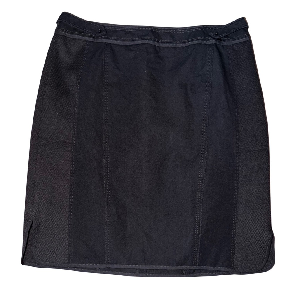 White House Black Market‎ Black Mixed Media Mini Skirt Textured Panels Size 10